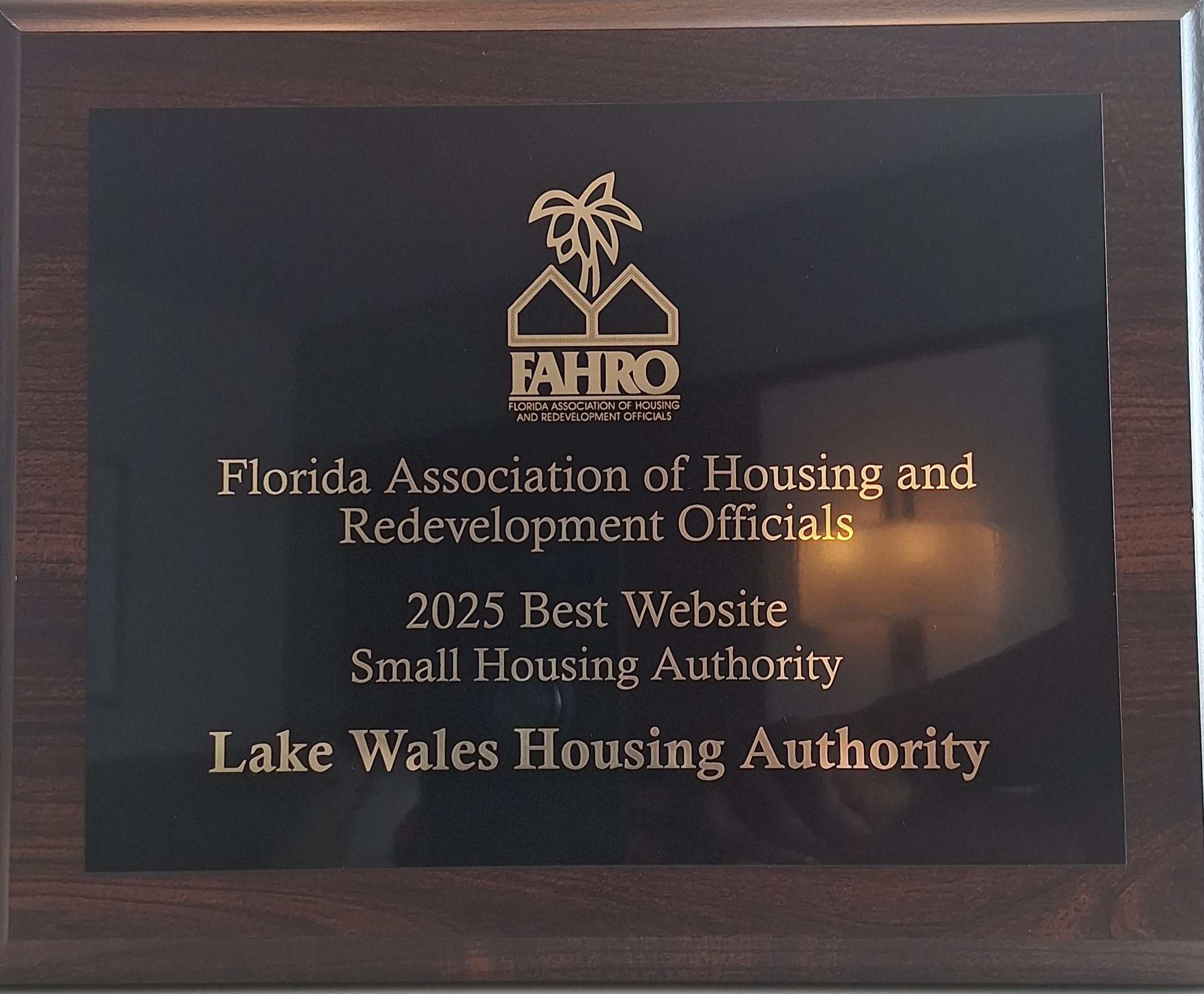 2025 FAHRO Award Plaque